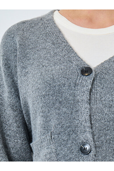 Take Two By Styli Grey Short Length Cardigan with Buttons