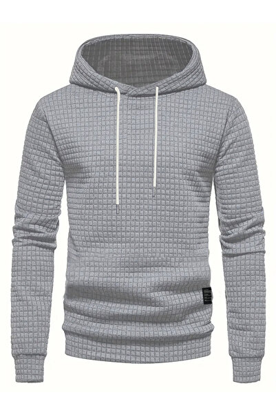 Take Two By Styli Men Grey Textured Pullover Hoodie