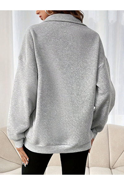 Take Two By Styli Grey Collared Sweatshirt with Half-Zip