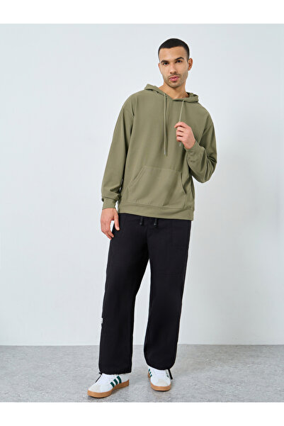 Styli Olive Waffle Textured Oversized Hoodie