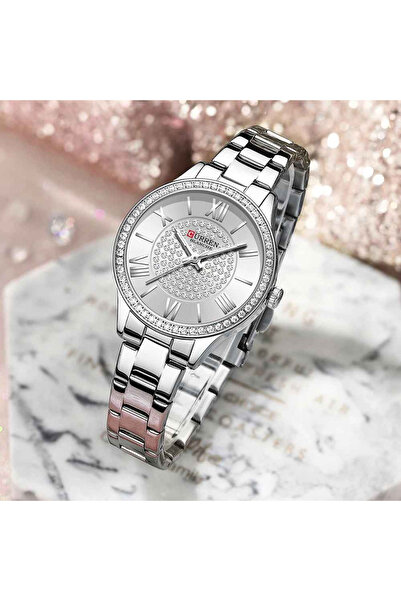 Curren Ceas de damă - luminos, rezistent la apă, cu brățară metalică și sticlă Hardlex