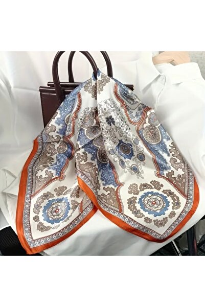 Accessories Hei Синьо-помаранчевий візерунок, стильний шовковий шарф-хустка для жінок