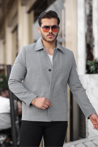 BERMUDA Erkek Gri Geniş Kalıp Kaşe