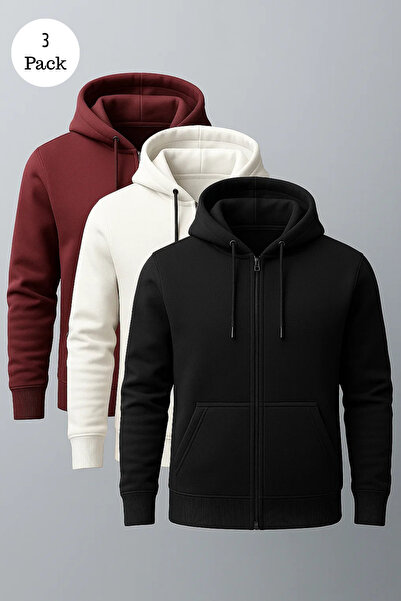 DAMGA JEANS Men's Hooded Oversized 3-Pack Sweatshirt