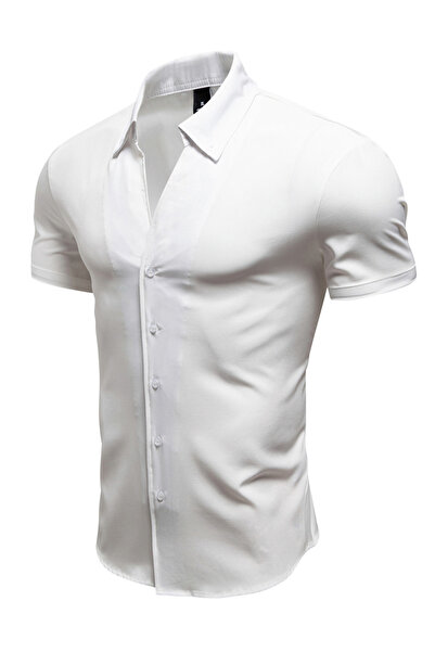 Take Two By Styli Men Solid Button Up Short Sleeve Shirt