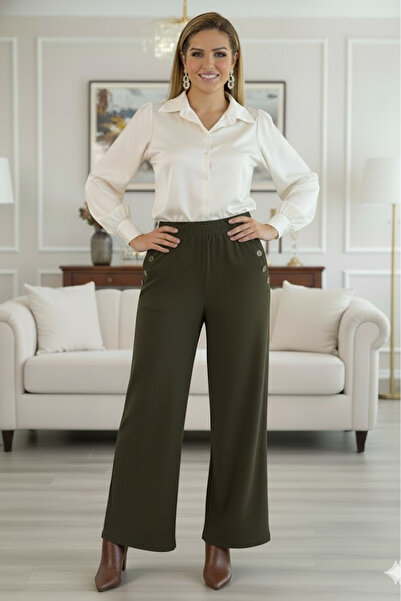 Nevin Kaya Moda Khaki Velvet Trousers