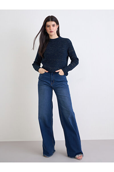 Styli Navy Blue Regular Fit Sweater