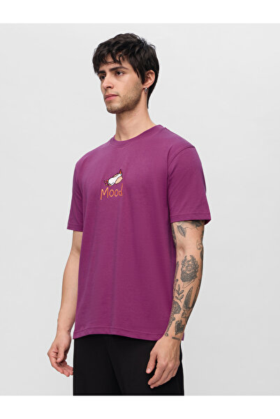 The Souled Store By Styli Men Purple Embroidered Casual T-Shirt