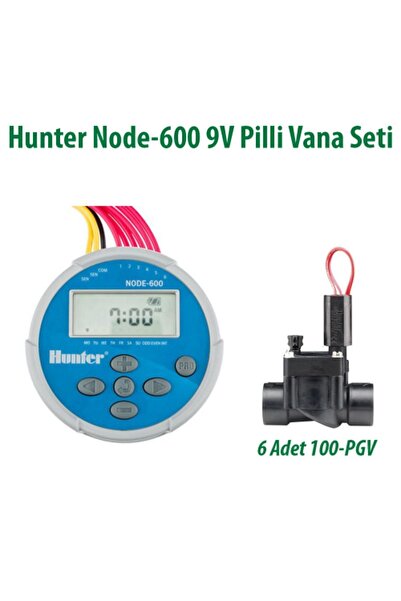 Hunter NODE-600 1 İstasyonlu Pilli Kontrol Ünitesi 9V. Ve 6 Adet 100PGV Vana ...
