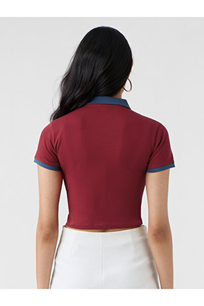 The Souled Store By Styli Red Open Collar Crop Polo T-Shirt