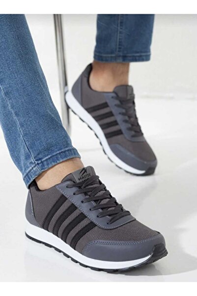 WEBORN Men's Smoked Black Striped Casual Comfortable Soft Sole Comfortable Sneaker Sports Shoes