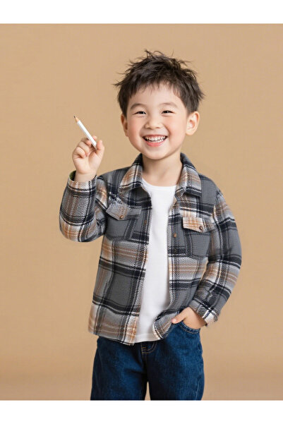 Take Two By Styli Boys Checked Button Up Pocket Detail Jacket