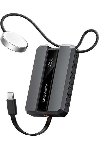 Coowisty 2-in-1 10000mAh external battery with LED, USB-C 20W fast charging for iPhone & Apple Watch