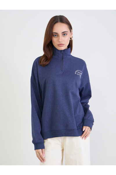 Styli Dark Blue Oversized Sweatshirt