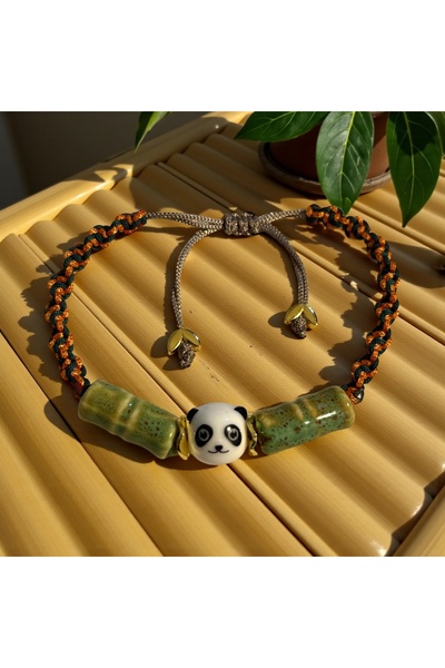 MODA Bambu Makrome Kadın Örme Bileklik | Doğal Seramik Boncuklu, Ayarlanabili...