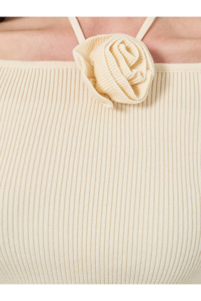 Take Two By Styli Solid Wide Neck Flower Detail Top