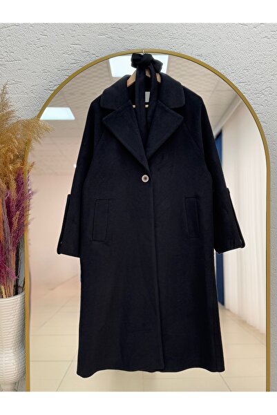 BENAHOLL Alison Single Button Sleeve Belt Detailed Coat-Un1055 Black