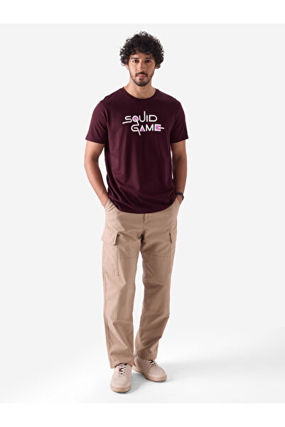 The Souled Store By Styli Men Burgundy Squid Game Logo T-Shirt