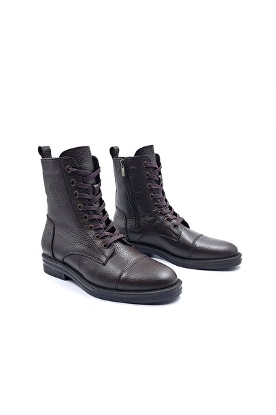 Sovenso Genuine Leather Oxford Style Women's Brown Boots