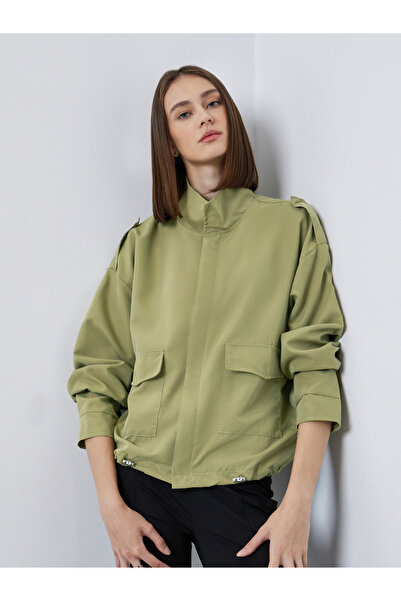 Styli Khaki Boxy Fit Utility Jacket with Flap Pocket