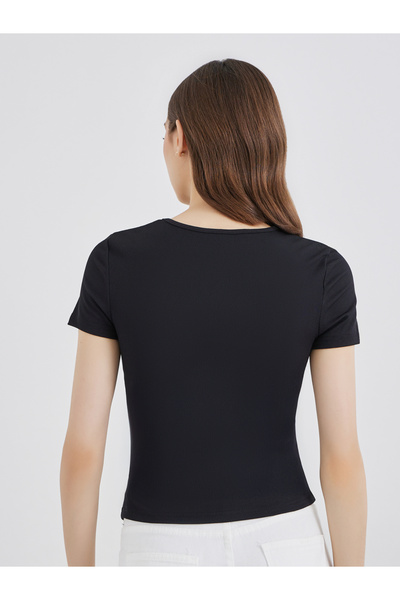 Take Two By Styli Women Black Round Neck Fitted T-Shirt