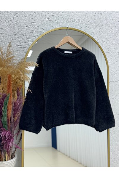 BENAHOLL Alina Bearded Short Oversized Sweater-Zi̇6261 Black