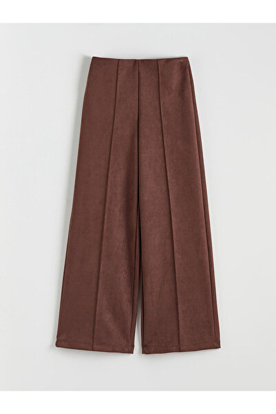 LC Waikiki Vizyon New Season Standard Fit Women's Suede Look Trousers