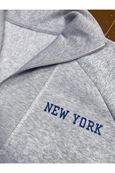 Take Two By Styli Grey Relaxed Fit Sweatshirt with Zip Detail