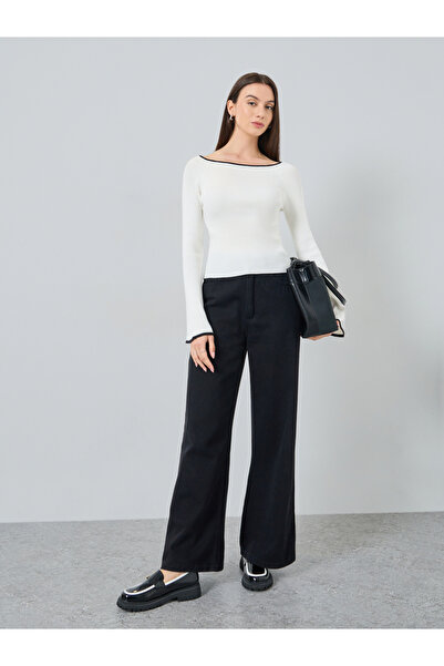 Take Two By Styli Solid Wide Neck Long Flare Sleeve Top