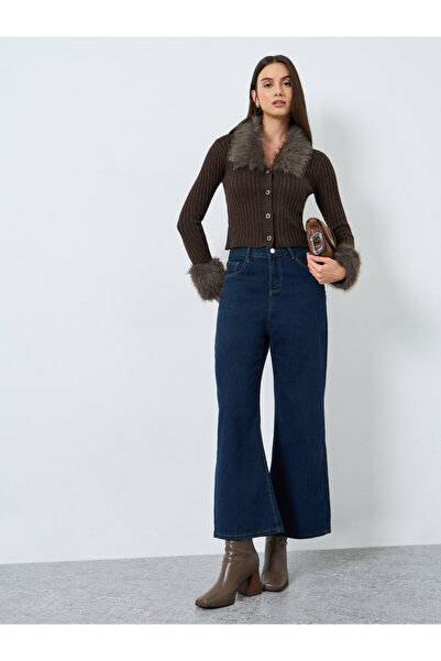 Take Two By Styli Coffee Brown Faux Fur Trim Cardigan Top