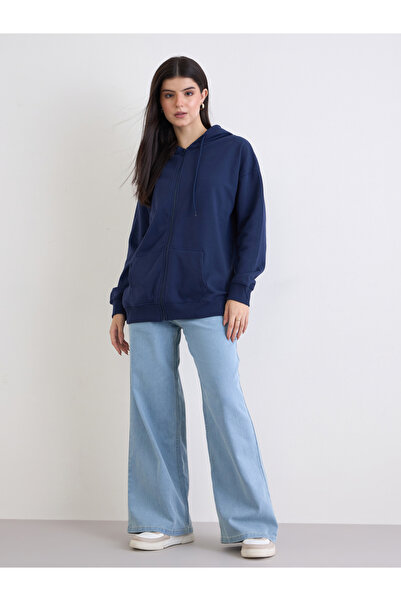 Styli Zip-Up Oversized Longline Hoodie