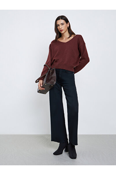 Styli Brown Regular Fit V-Neck Sweater