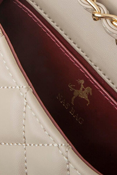 Nas Bag Women's Crossbody Bag with Quilted Chain Detail - Kum Uludağ