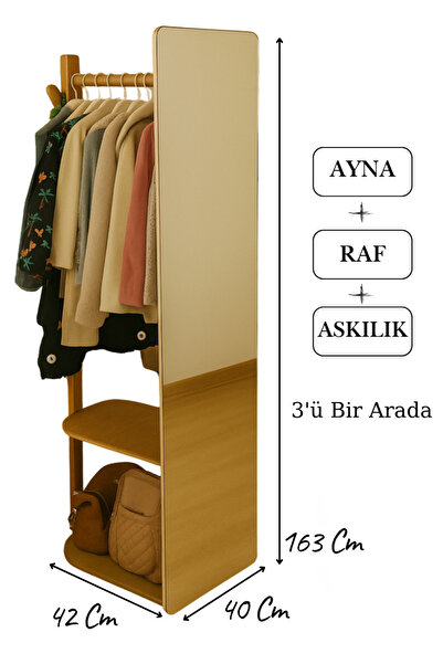 arionkids Arion Ayna + Askılık + Raf | 3’ü Bir Arada Fonksiyonel Tasarım | Ka...