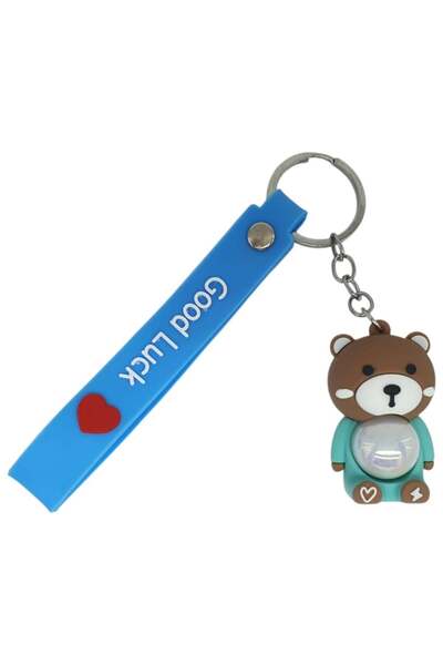 Ethab Ticaret سلسلة مفاتيح من السيليكون مع شكل وإضاءة - دمية دب - تركواز