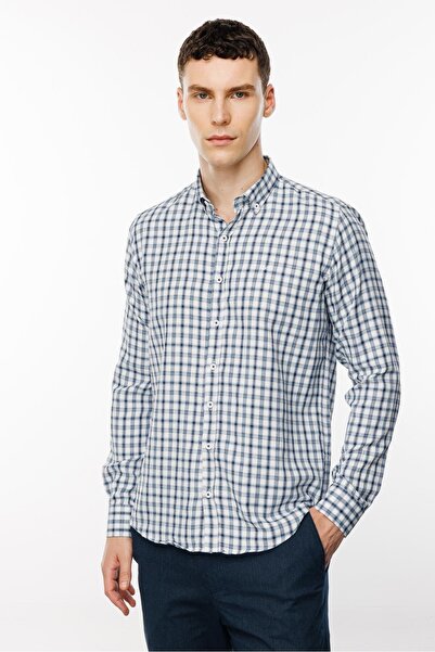 İgs Cămașă din bumbac, fără buzunare, cu mânecă lungă, în carouri, cu guler c...