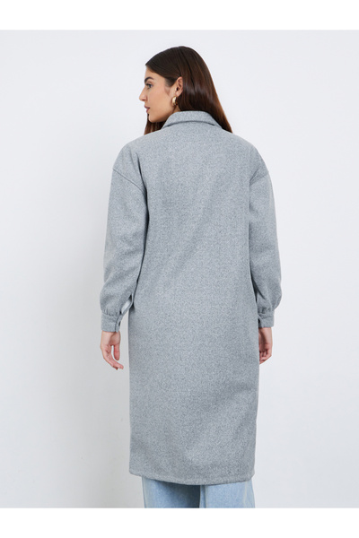 Styli Grey Oversized Wool Like Midi Coat