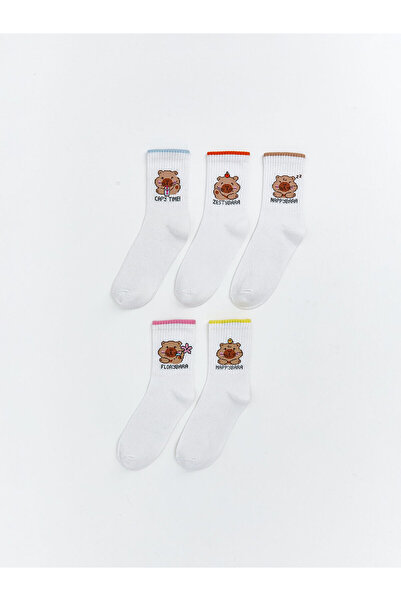 LC Waikiki Vizyon New Season Patterned Girls' Socks 5-Piece Set