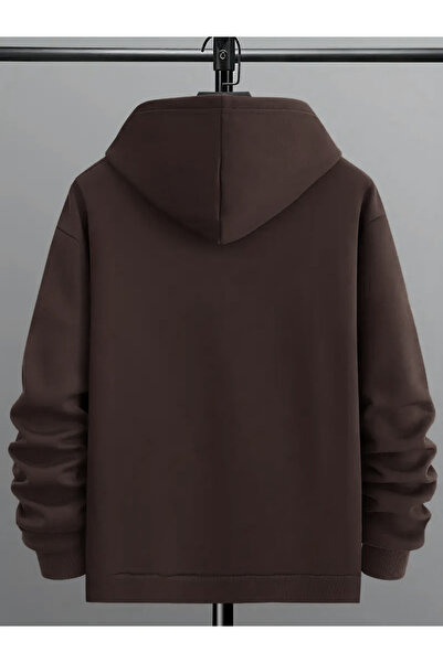 Take Two By Styli Men Brown Solid Hoodie with Kangaroo Pocket