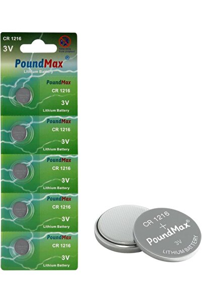 PoundMax 1216 DL1216 3V Lityum Düğmeli Pil (5'li Paket)