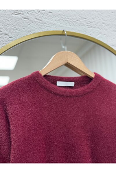 BENAHOLL Alina Bearded Short Oversized Sweater-Zi̇6261 Burgundy