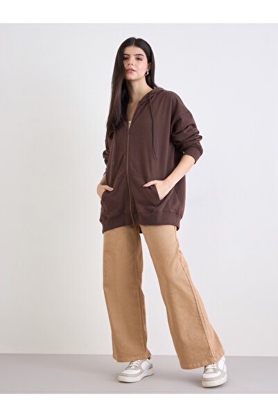 Styli Zip-Up Oversized Longline Hoodie