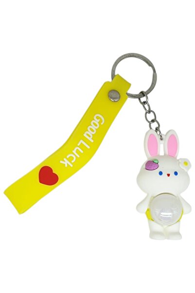 Ethab Ticaret Figured and Lighted Silicone Keychain - Rabbit - Yellow