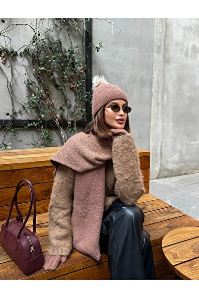 LAGRANZE Swan Women's Scarf Beanie Gloves Set of 3