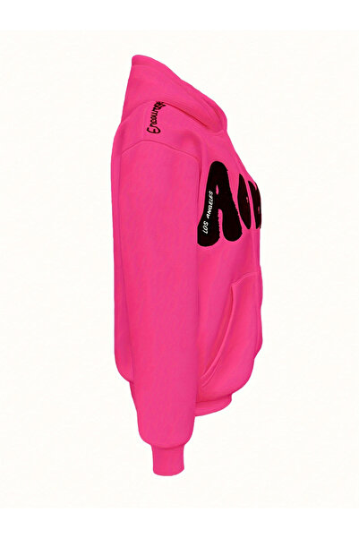 Take Two By Styli Pink Graphic Patch Detail Hooded Jacket