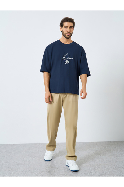 Styli Waffle Textured City Text Print Oversized T-Shirt