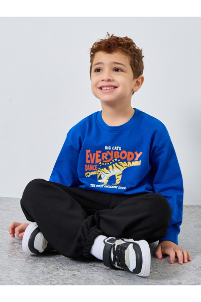 Styli Boys Blue Tiger Graphic Sweatshirt