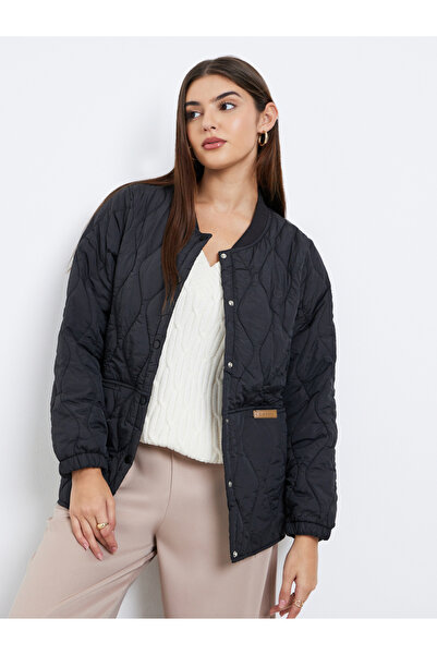 Styli Black Relaxed Fit Padded Jacket