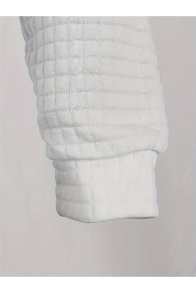 Take Two By Styli Men White Textured Pullover Hoodie