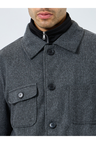 Styli Men Grey Oversized Wool Like Coat